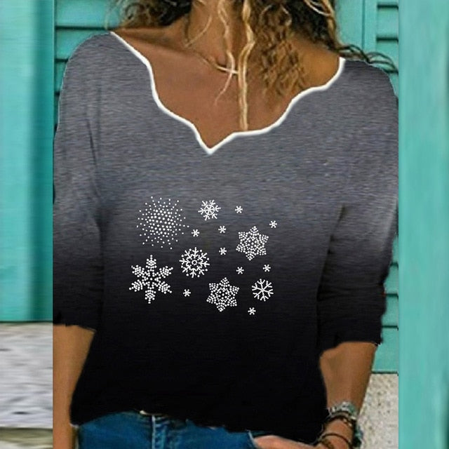 Autumn Women Elegant V-Neck Print Blouse Shirt 2020 New Casual Loose Long Sleeve Tops Ladies Plus Size Streetwear Pullover Blusa