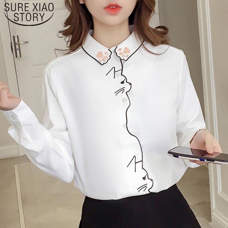 New Spring Long Sleeve Embroidery Women Blouses Shirt Autumn Pattern White Shirt Female Women Tops Office Girl Shirt Blusa 7902