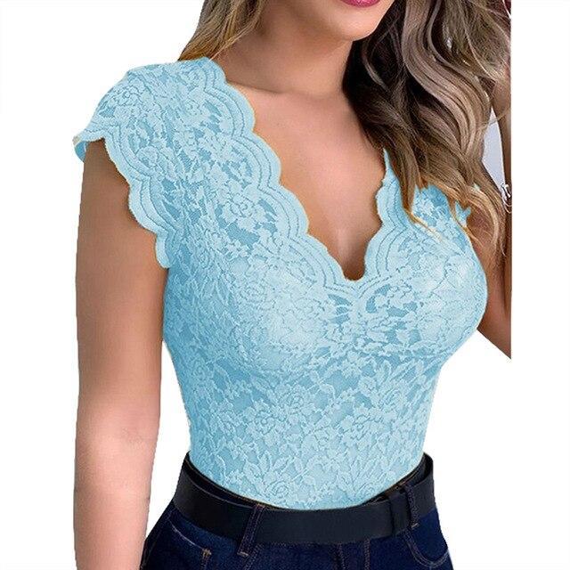 2020 Summer  Women's Crop Top Sexy V-Neck Sleeveless Blouse Shirt Women Loose Hollow Out Tops New Lady  Shoulder Plus Size Blusa