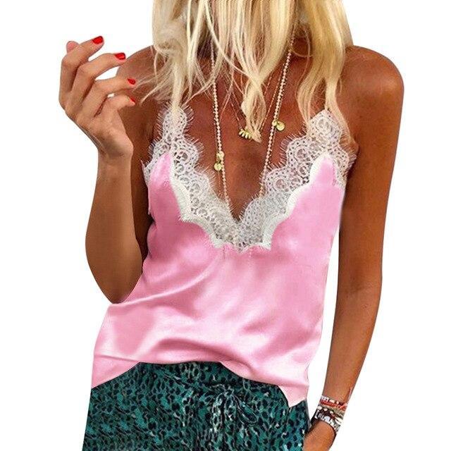 2020 Summer  Women's Crop Top Sexy V-Neck Sleeveless Blouse Shirt Women Loose Hollow Out Tops New Lady  Shoulder Plus Size Blusa
