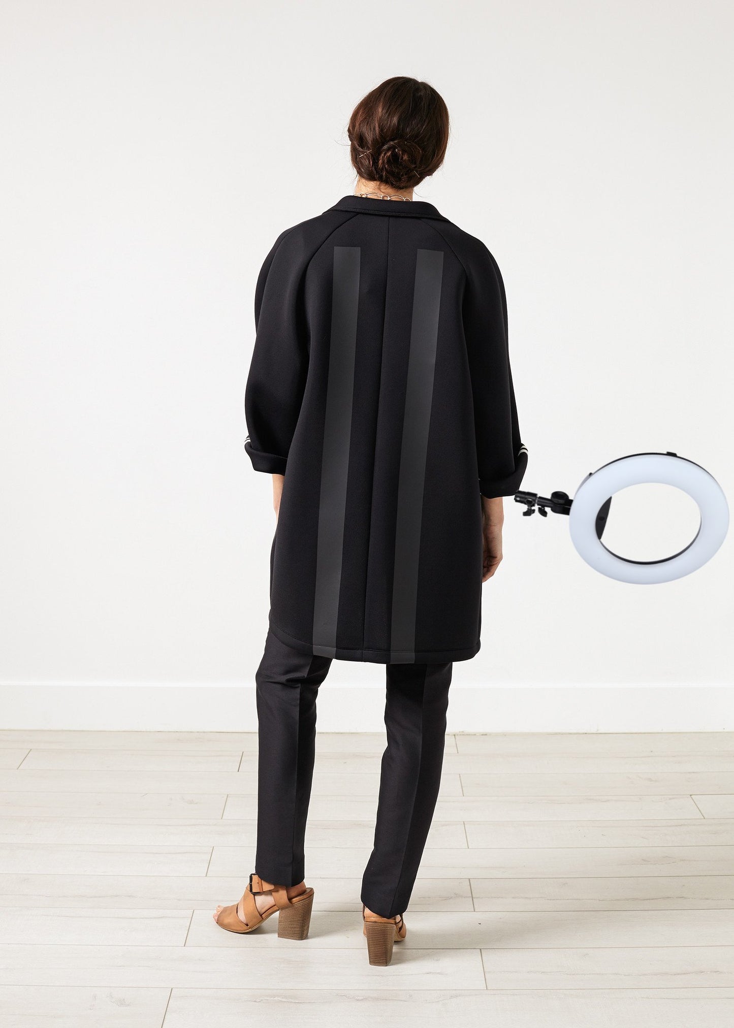 Neoprene Flower Coat in Black