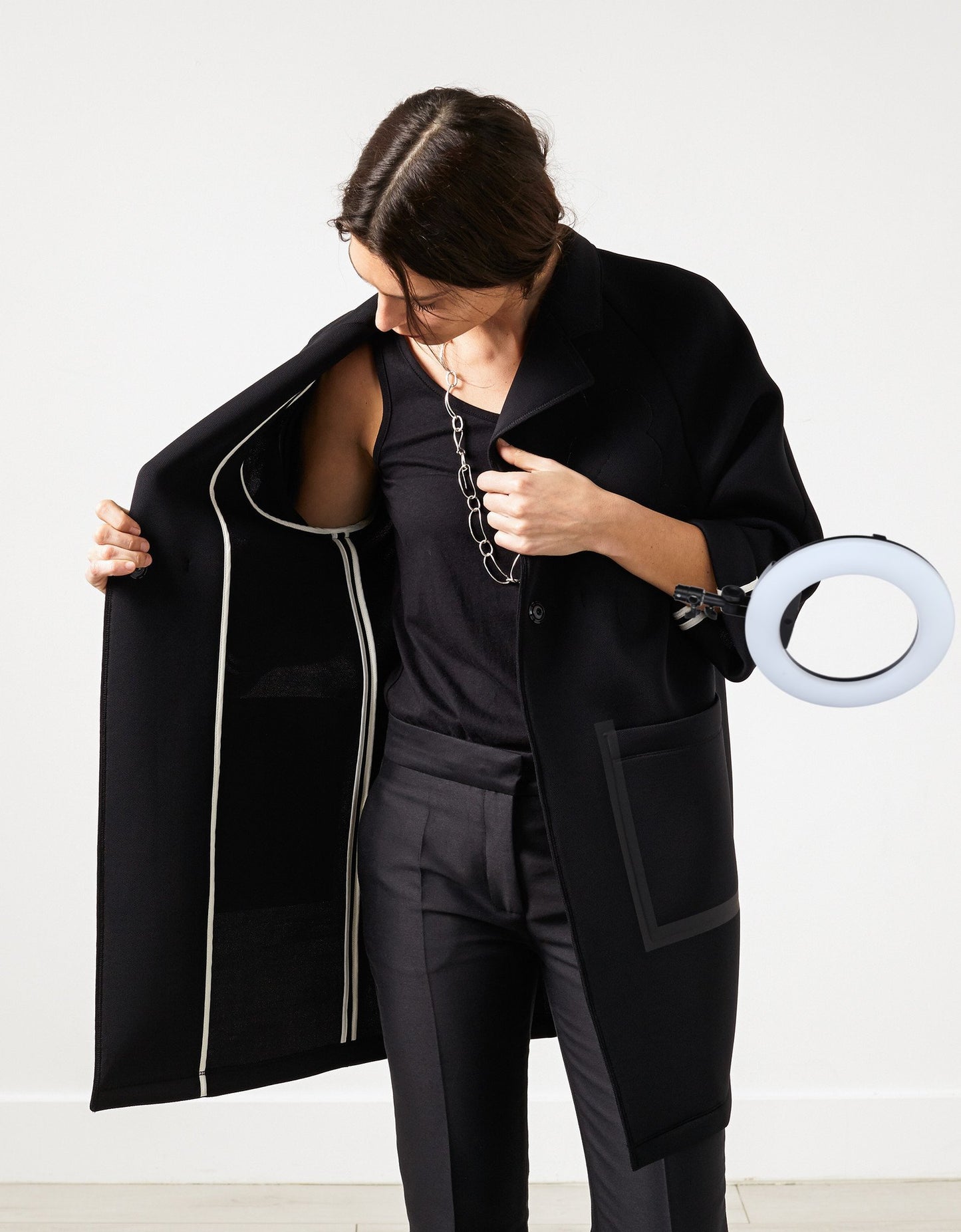 Neoprene Flower Coat in Black