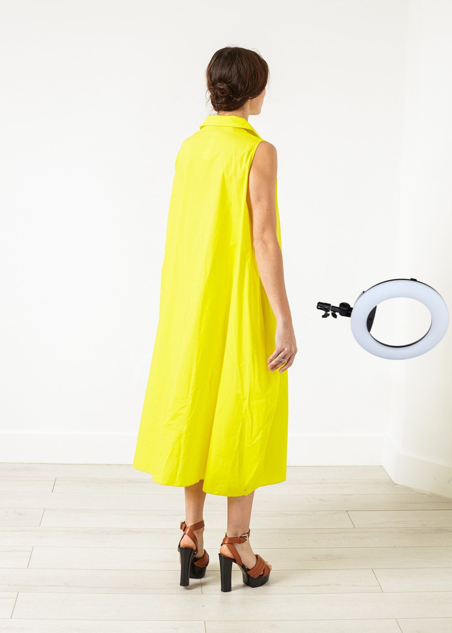 Balloon Cotton Dress in Yellow