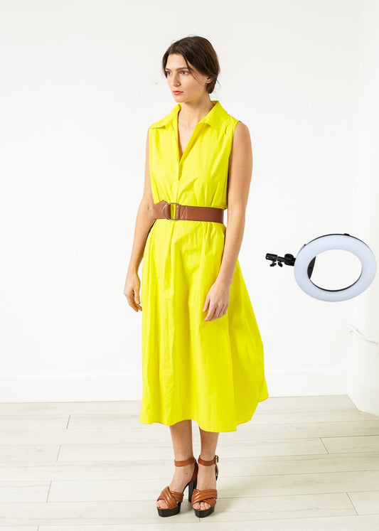 Balloon Cotton Dress in Yellow