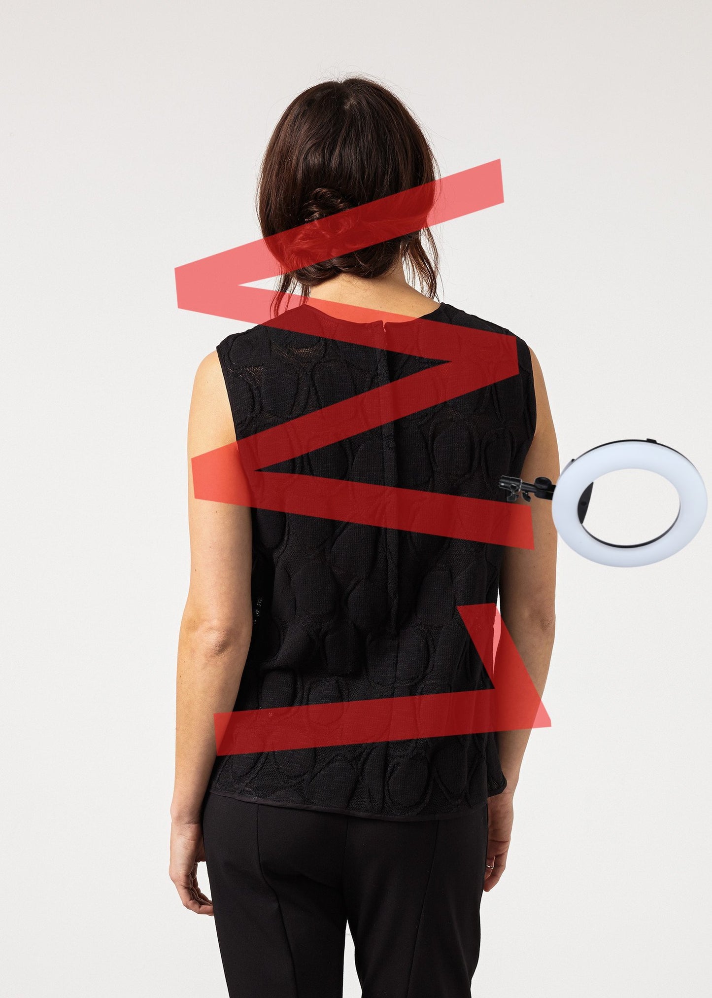 Zip Back Circle Blouse in Black