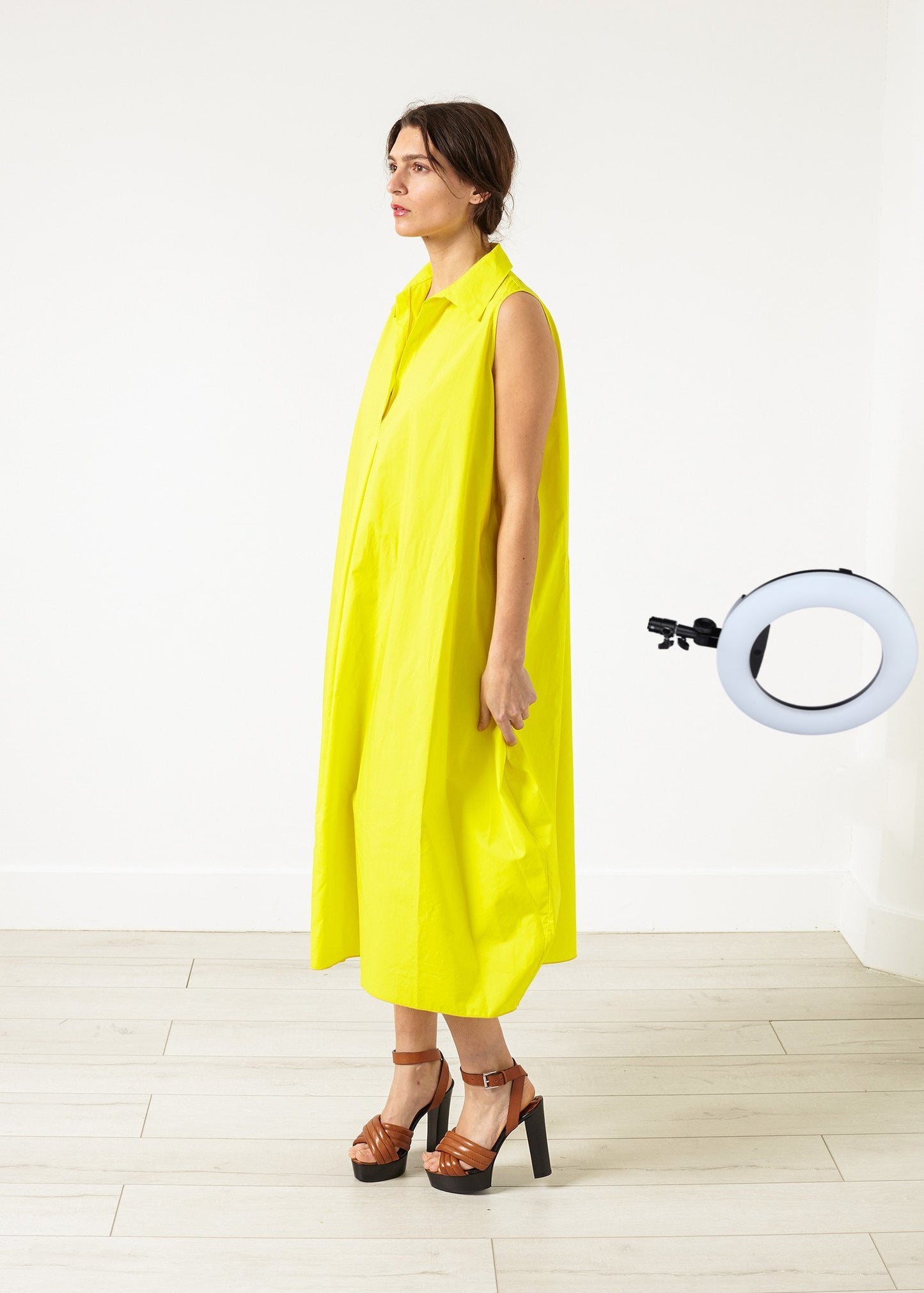 Balloon Cotton Dress in Yellow