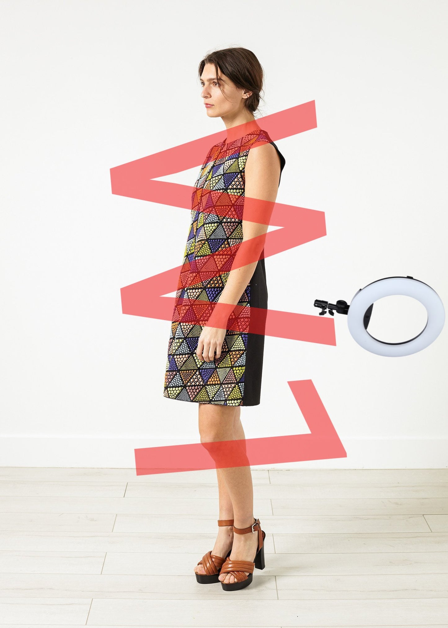 Triangle Sleeveless Dress in Multi