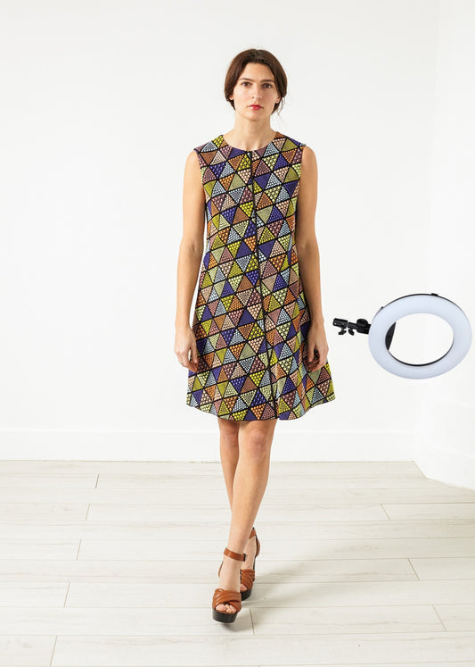 Triangle Sleeveless Dress in Multi