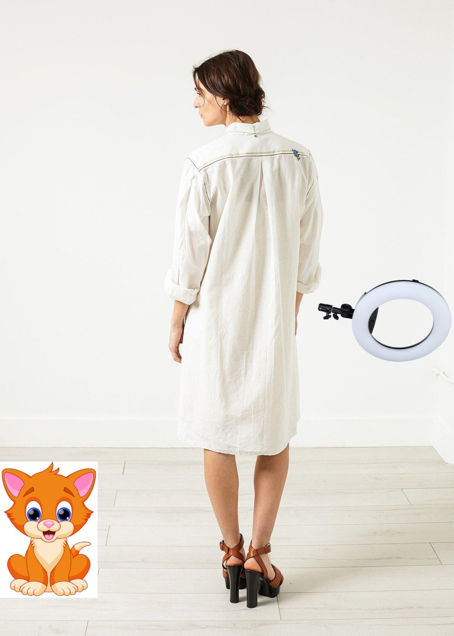 Pleated Sleeve Tunic in White