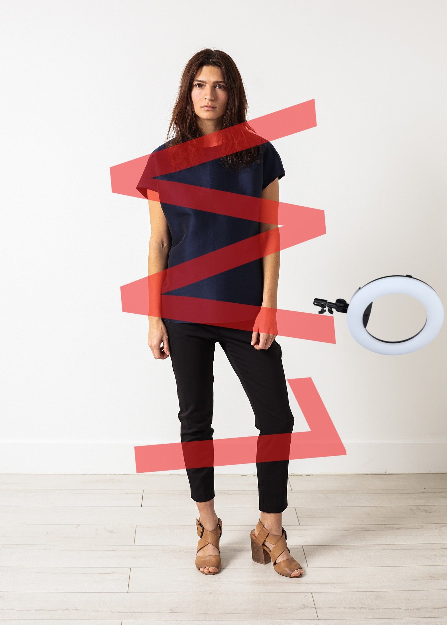 Tucked Sleeve Blouse in Navy