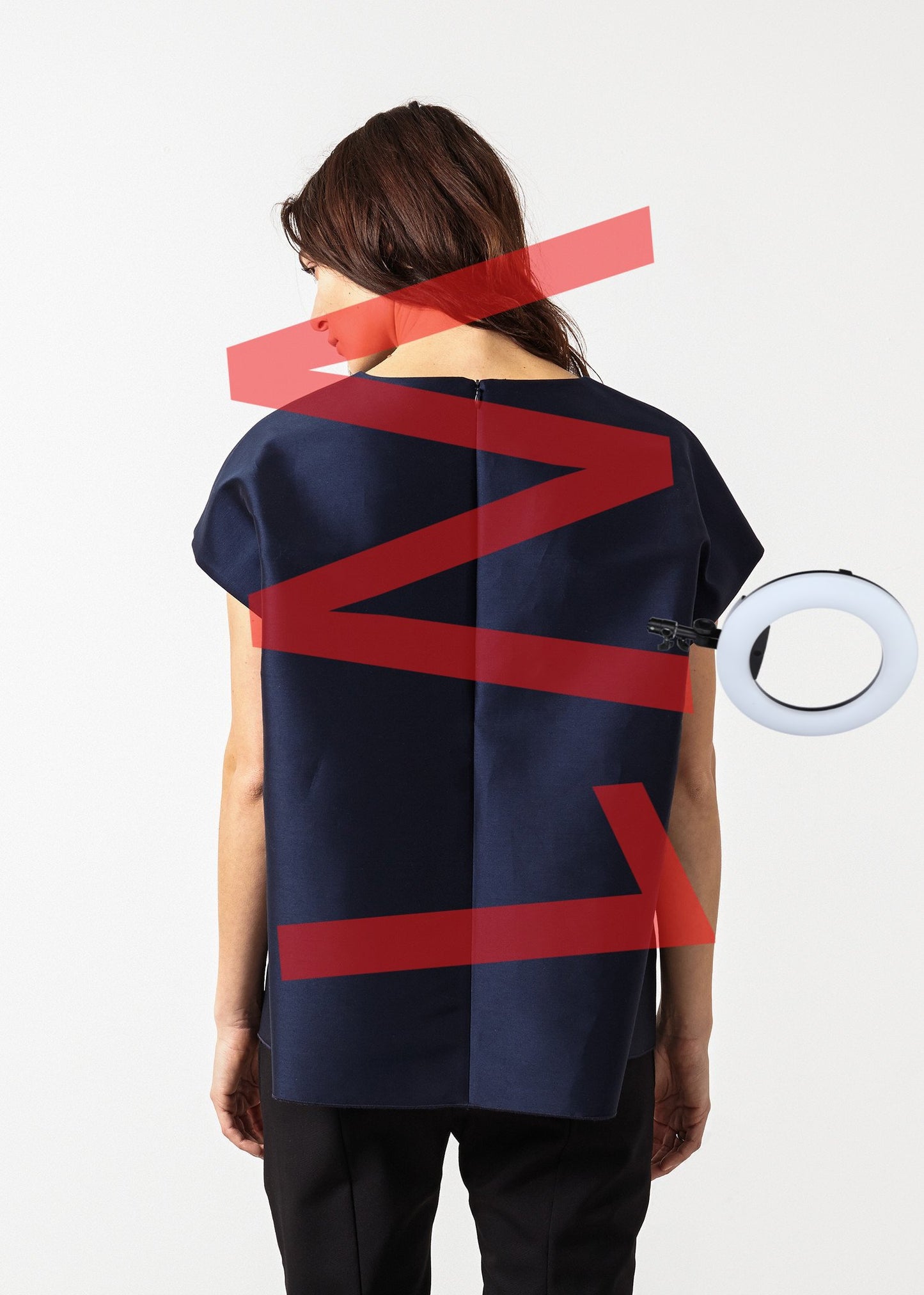 Tucked Sleeve Blouse in Navy