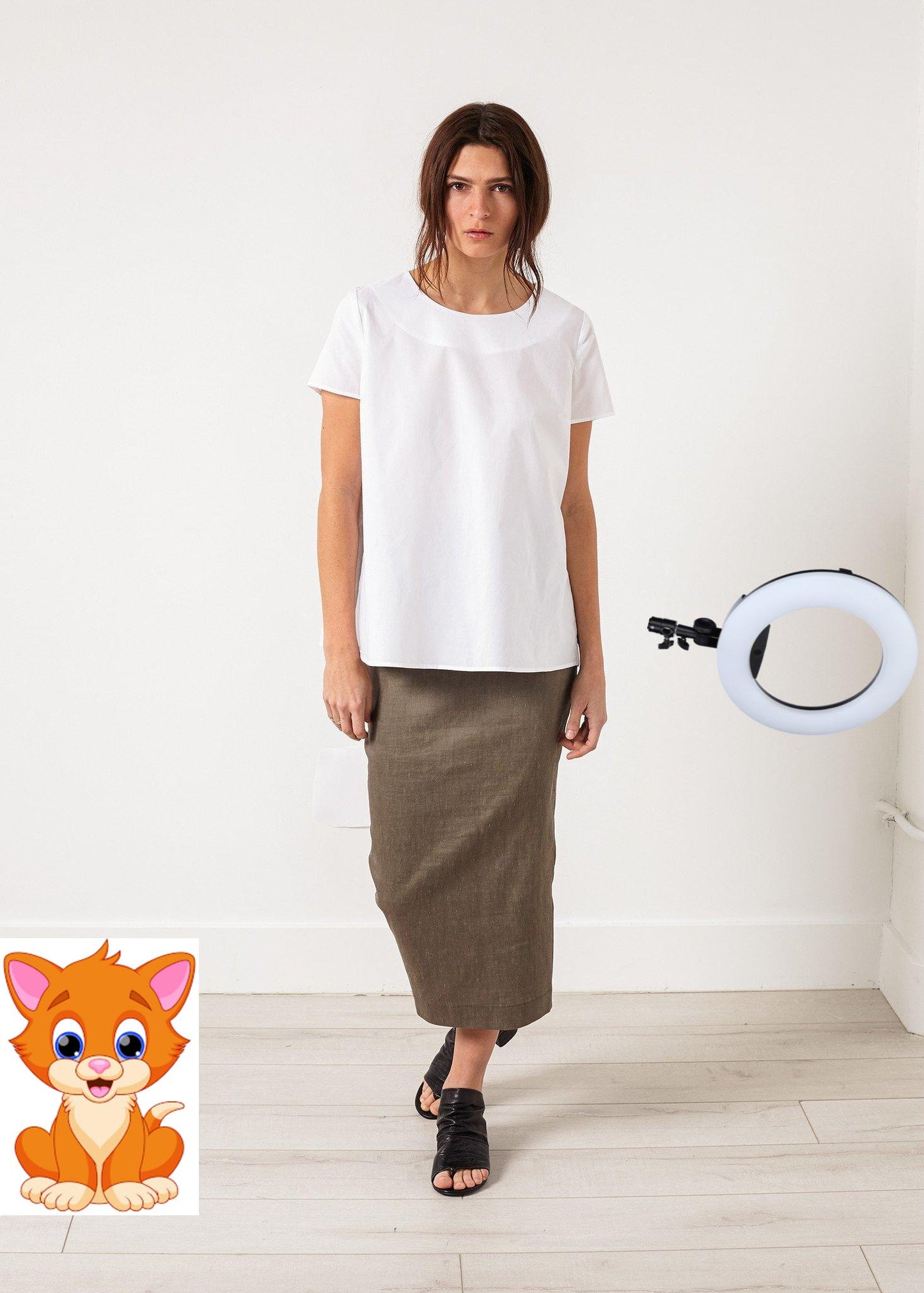 Pleat Back Blouse in White