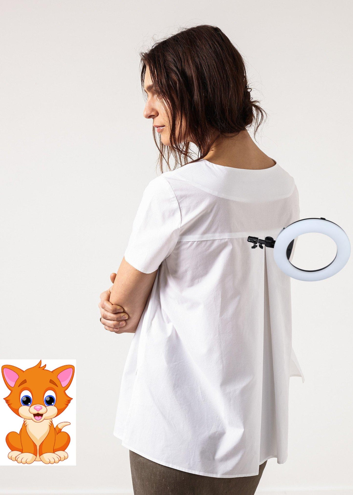 Pleat Back Blouse in White