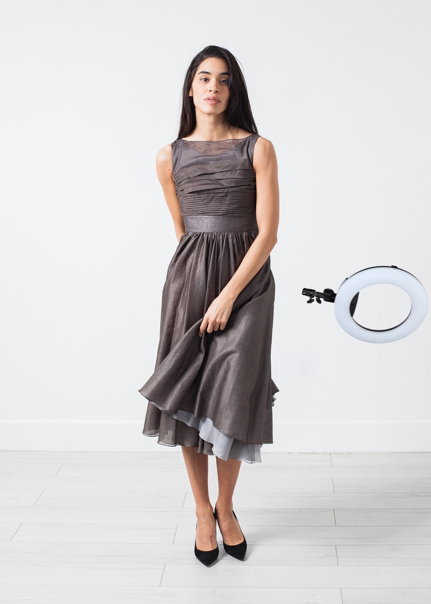 Voile Dress in Grey Pearl