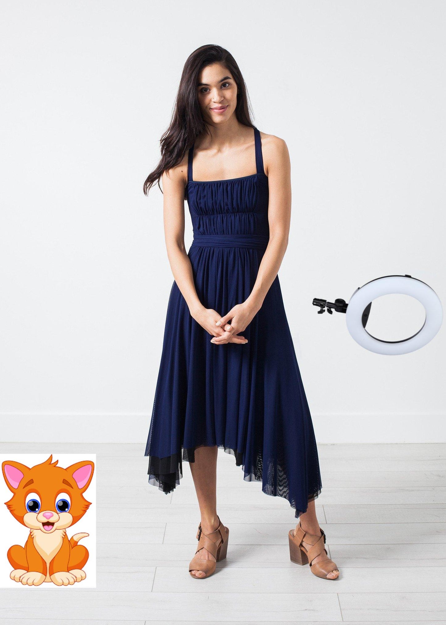 Ruched Party Dress in Navy