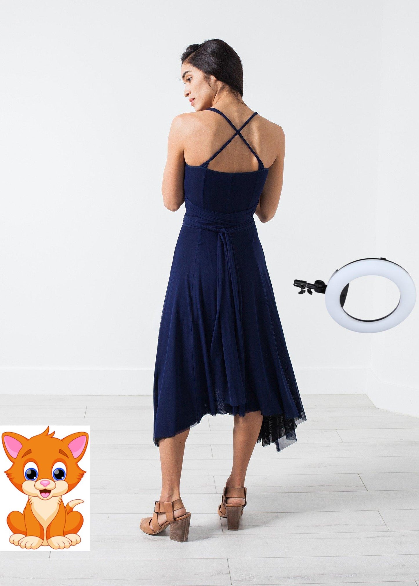 Ruched Party Dress in Navy