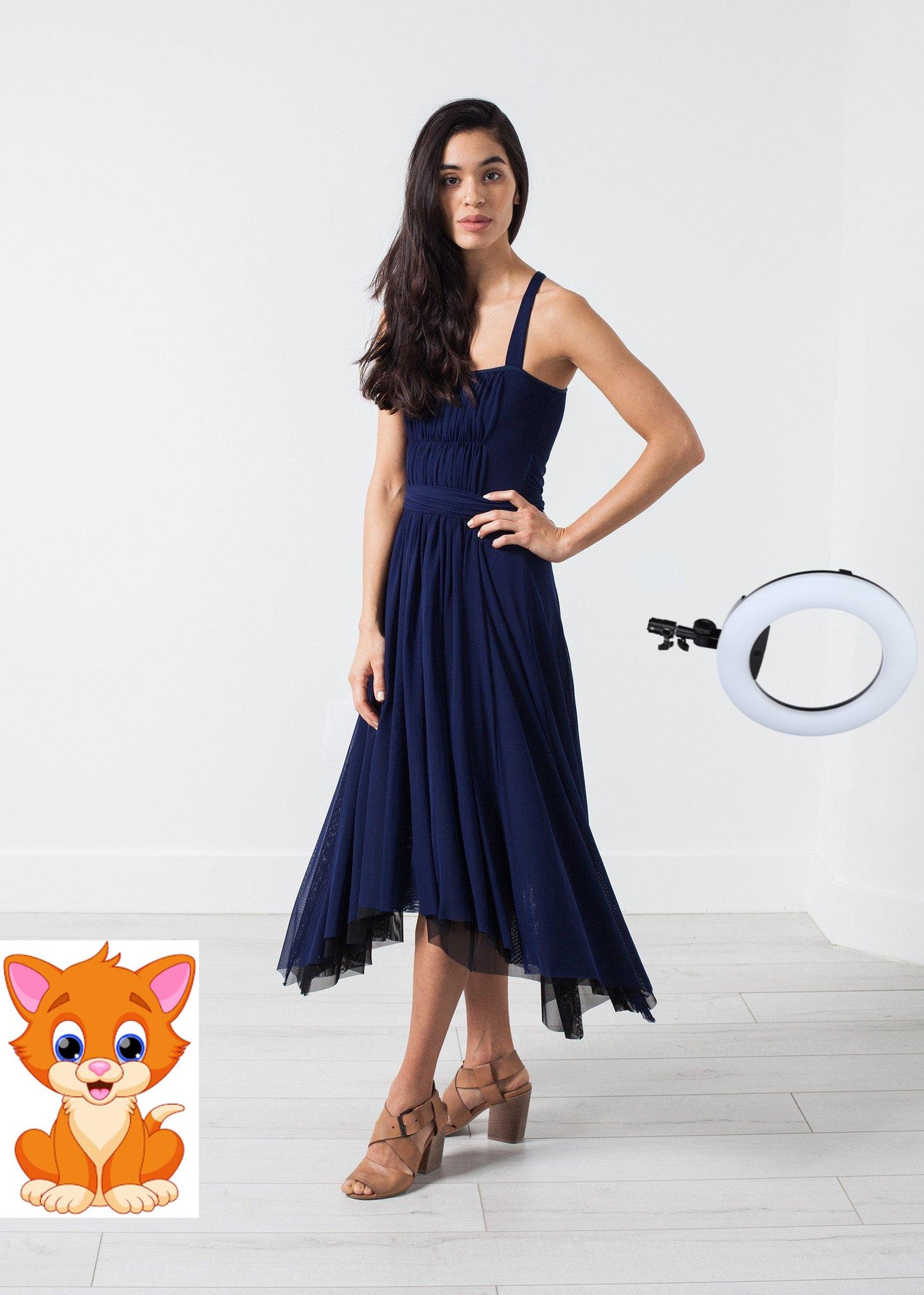 Ruched Party Dress in Navy