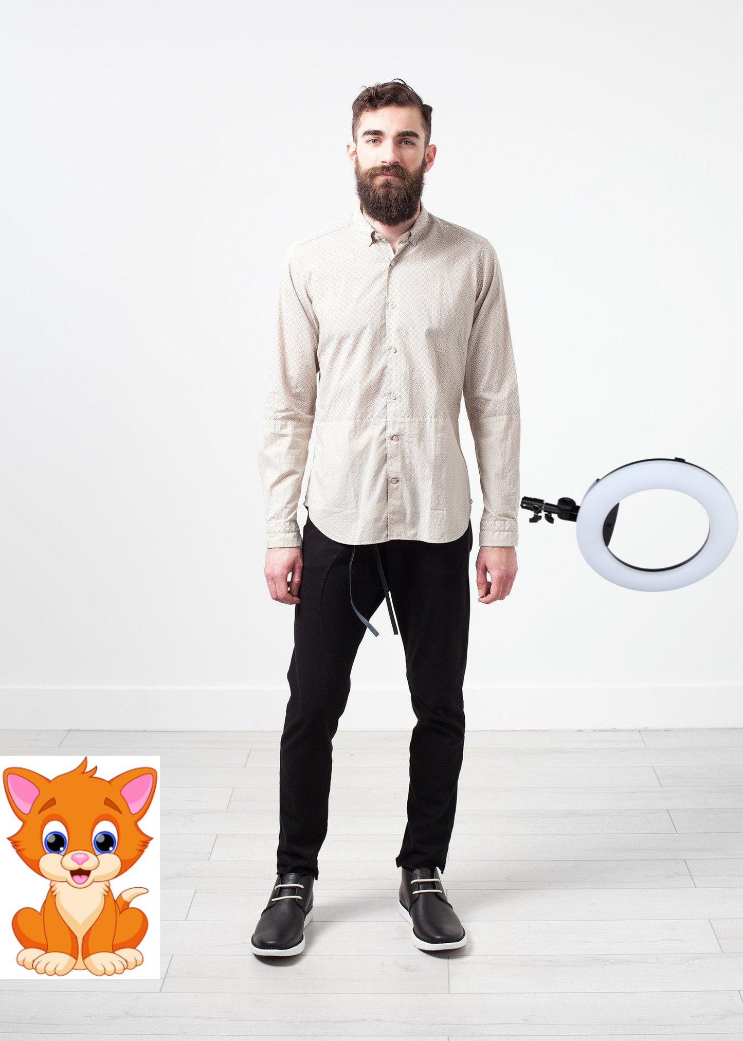 Patterned Button Up in Beige