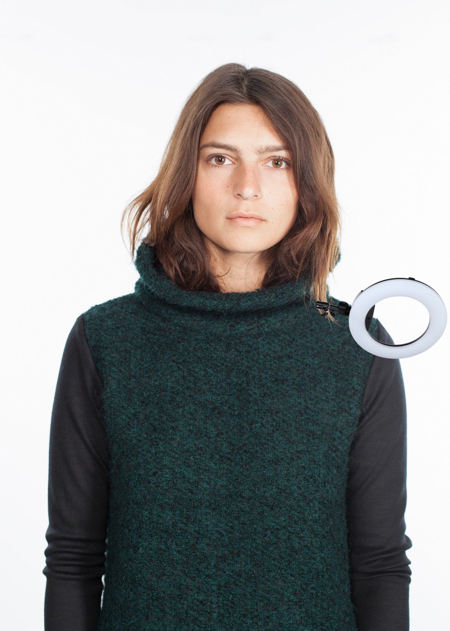Boucle Turtle Neck in Green/Black
