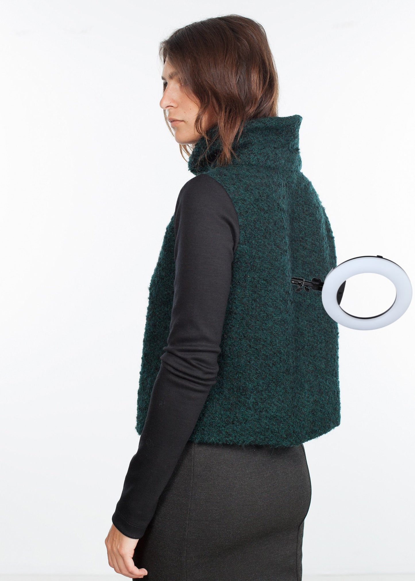 Boucle Turtle Neck in Green/Black