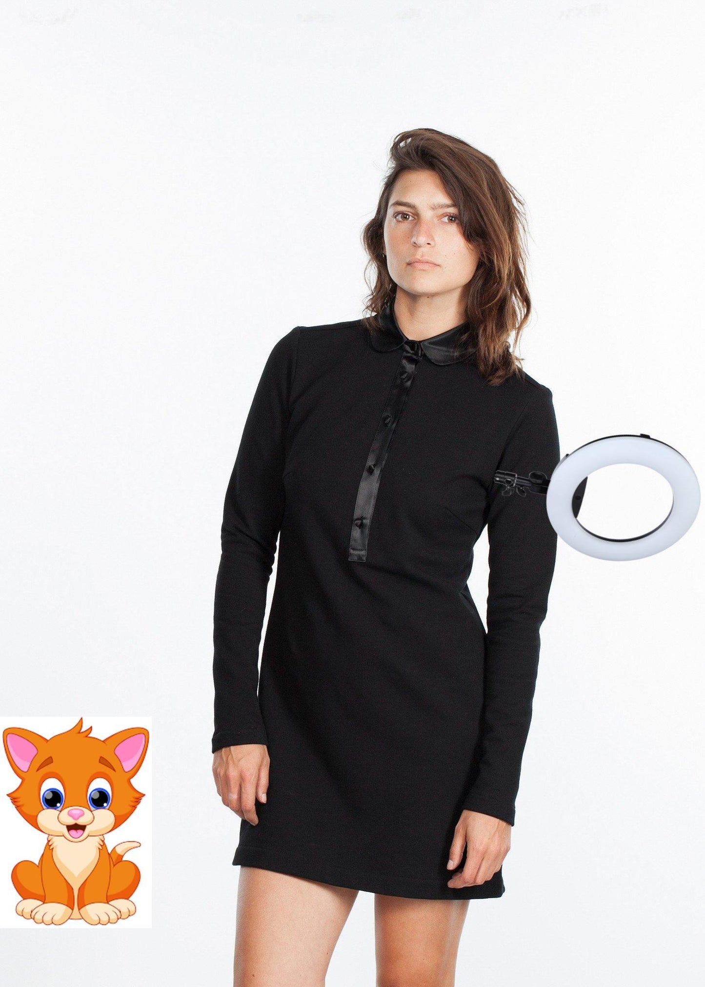 Fleece Jersey Dress in Black