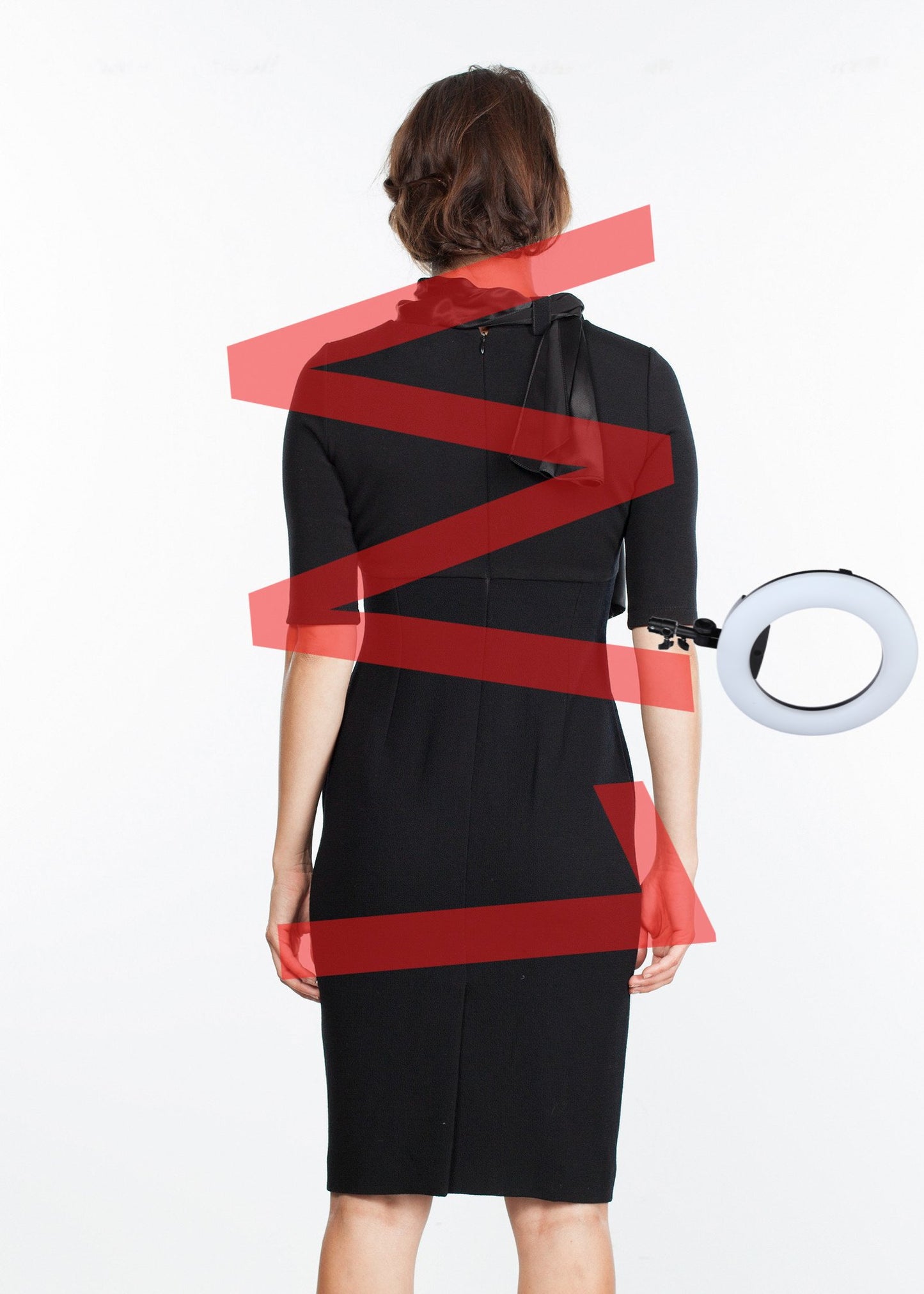 Tie Neck Wool Dress in Black