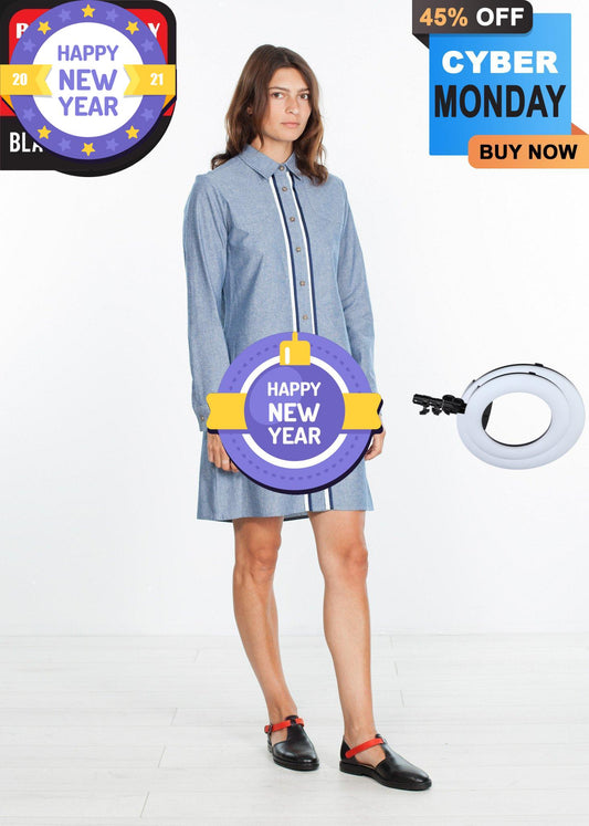 Chambray Shirtdress in Blue