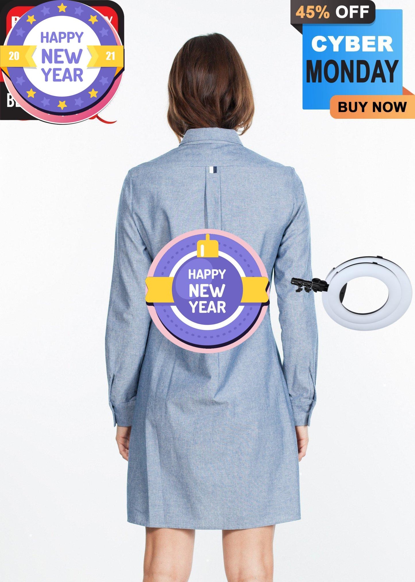 Chambray Shirtdress in Blue