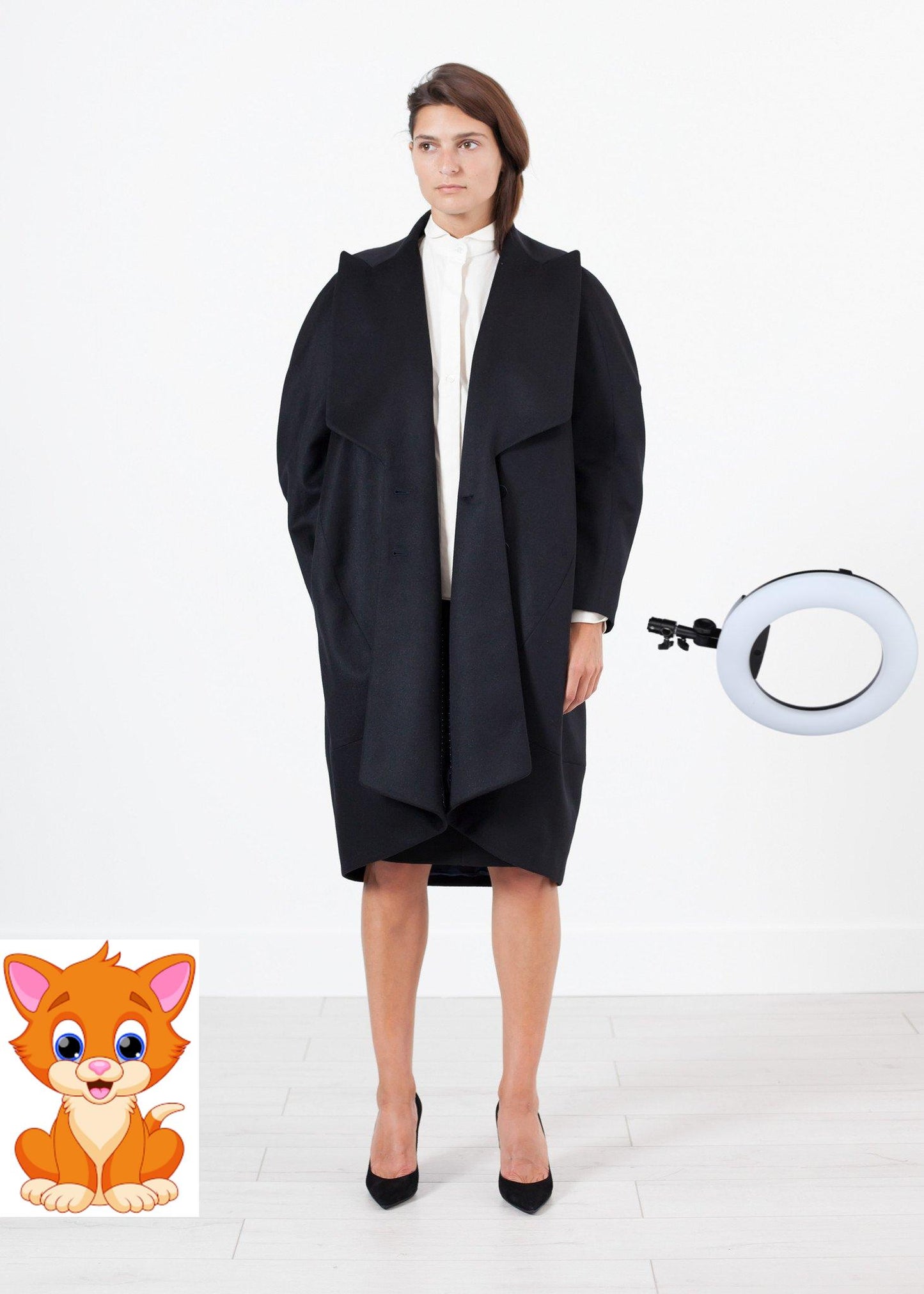 Shahmeena Cocoon Coat in Black