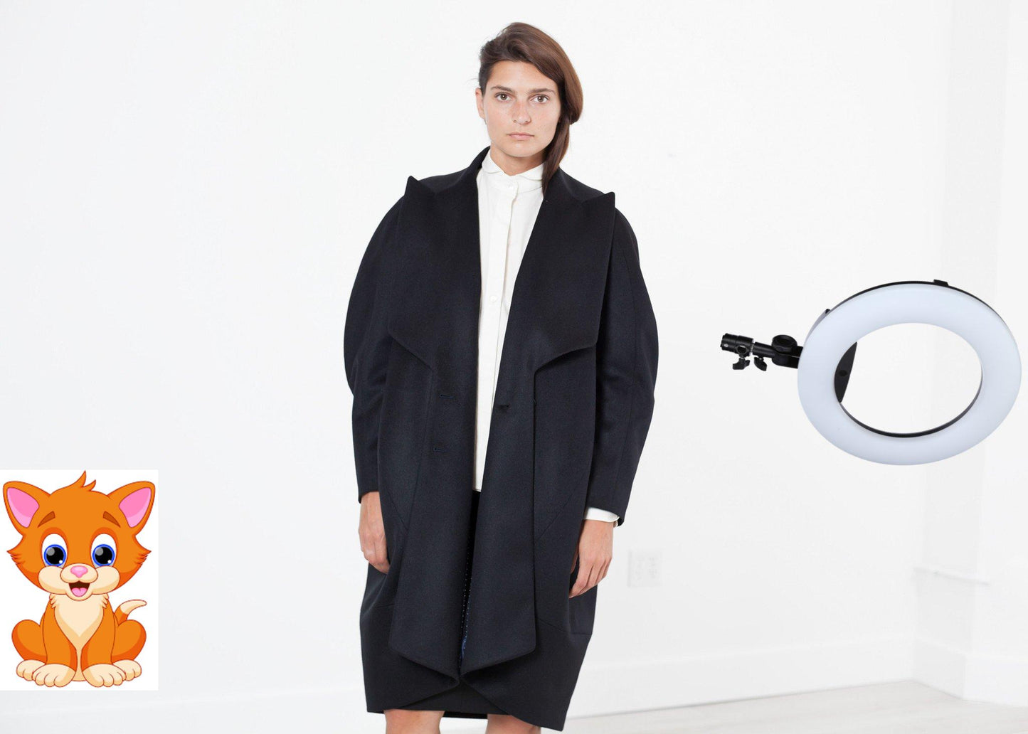 Shahmeena Cocoon Coat in Black