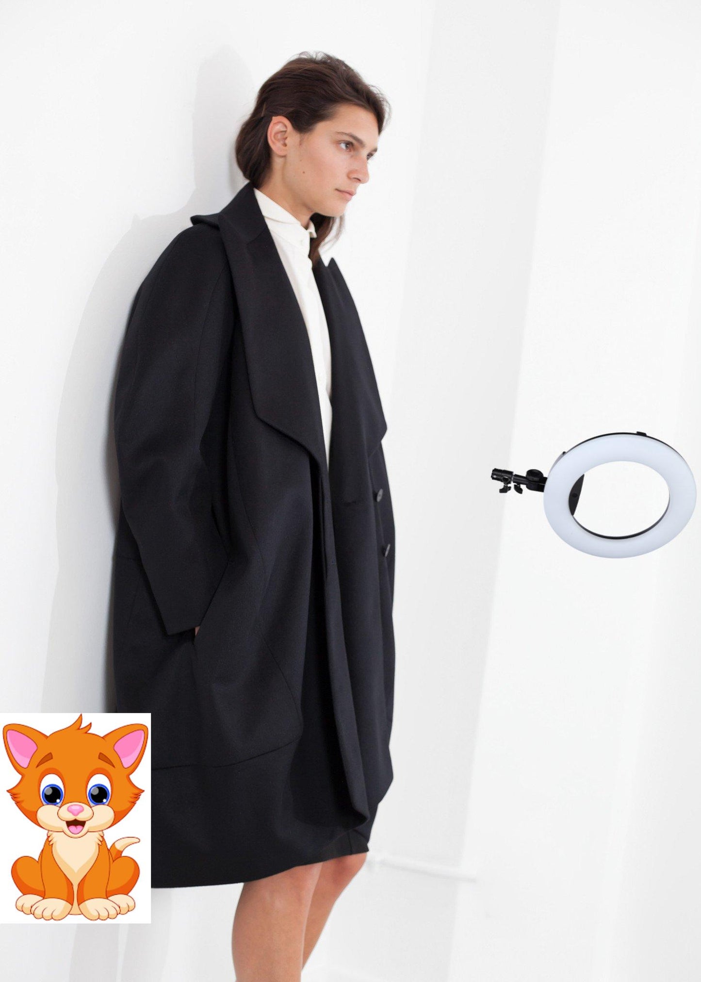 Shahmeena Cocoon Coat in Black