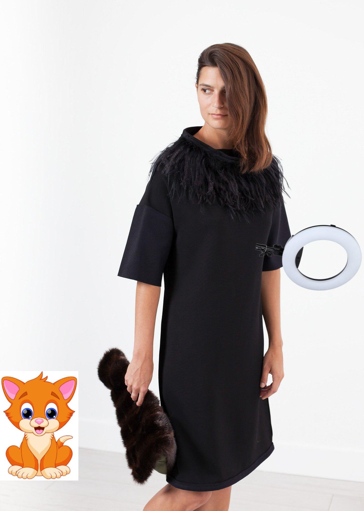 Ostrich Plume Dress in Black