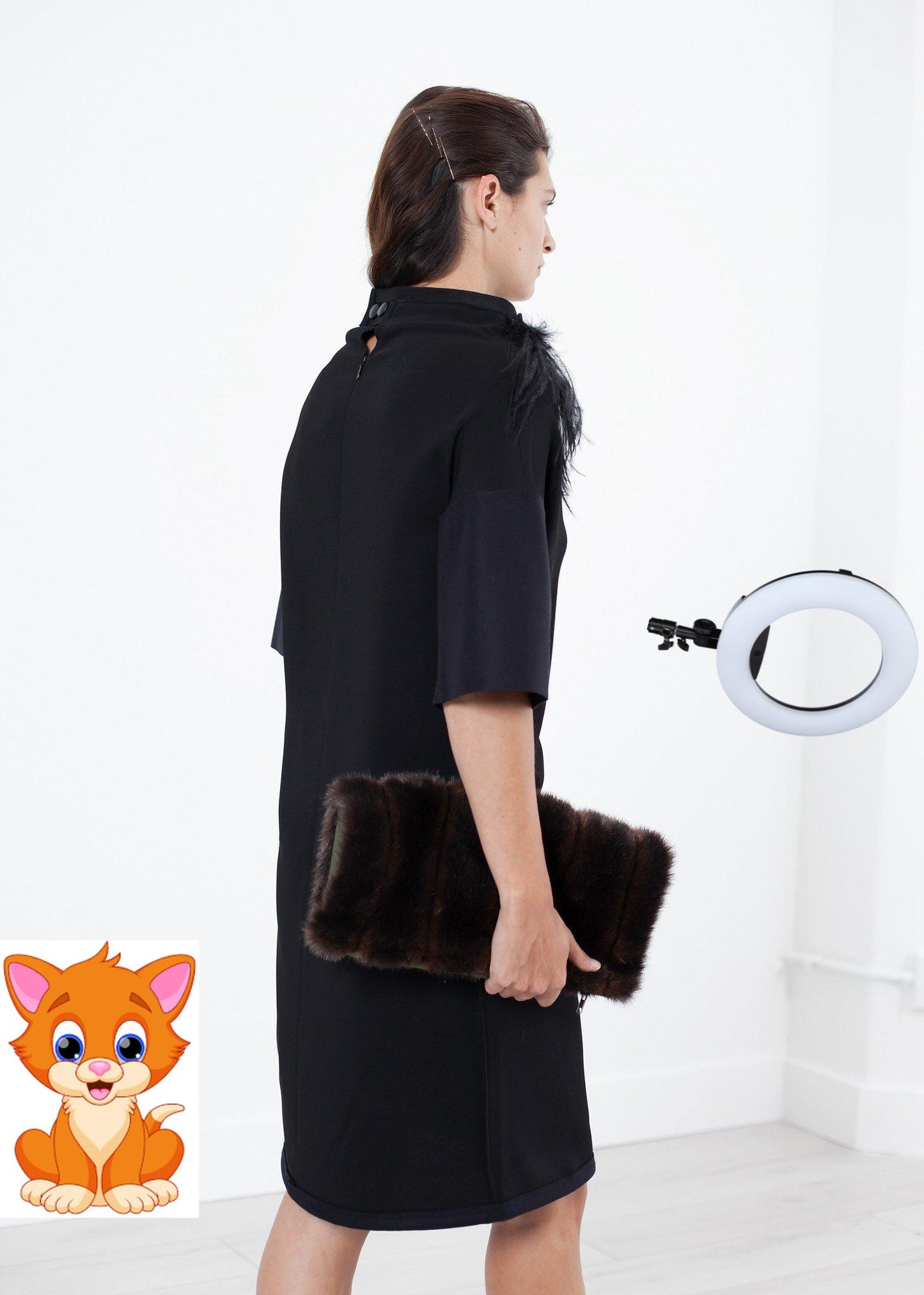 Ostrich Plume Dress in Black