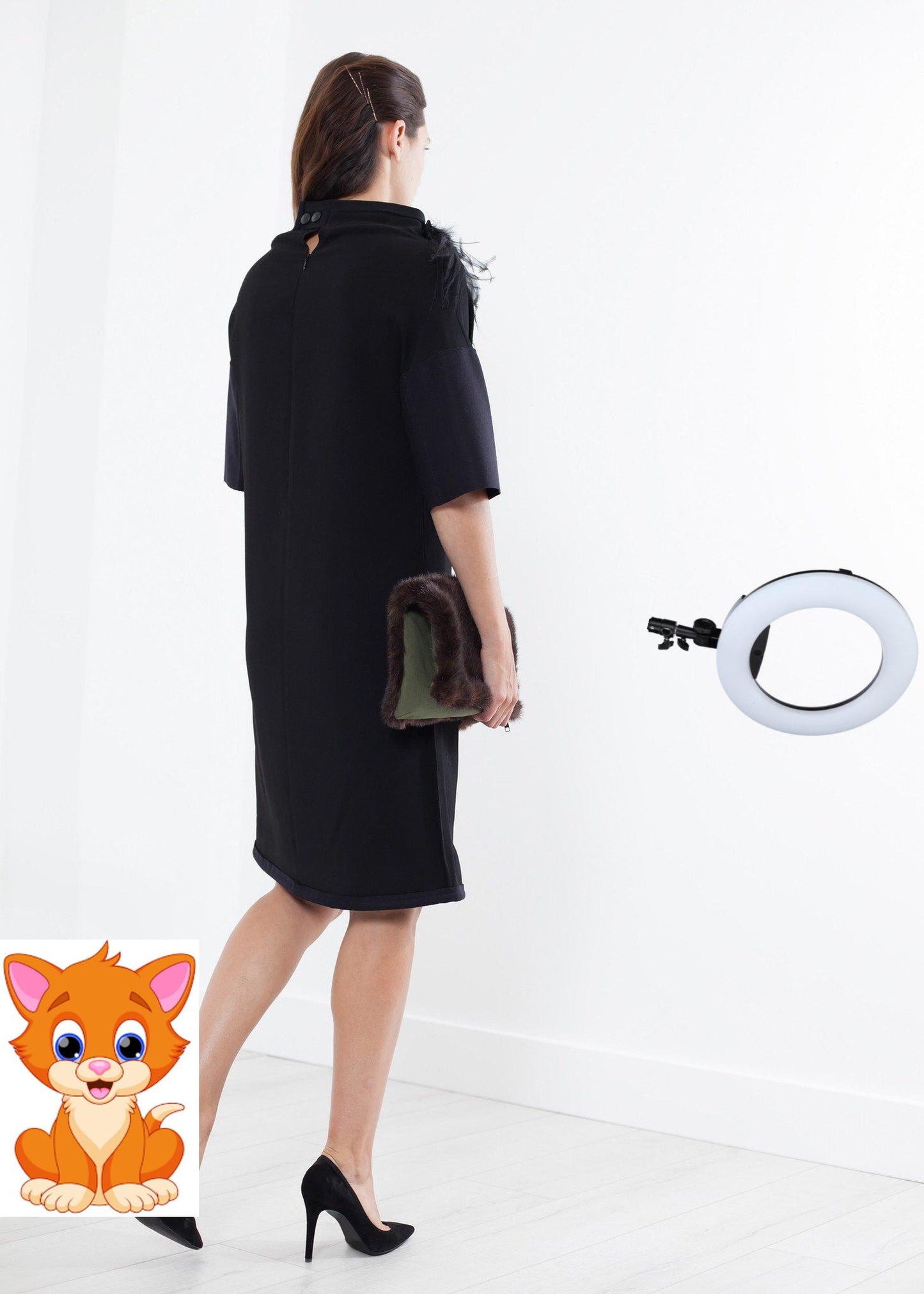 Ostrich Plume Dress in Black