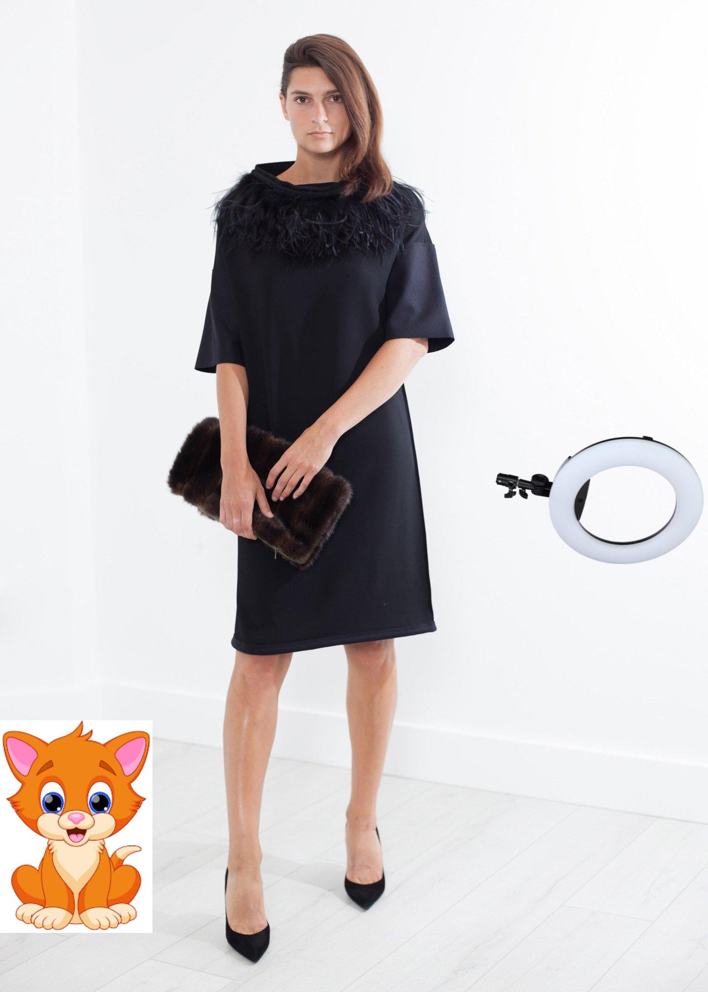 Ostrich Plume Dress in Black