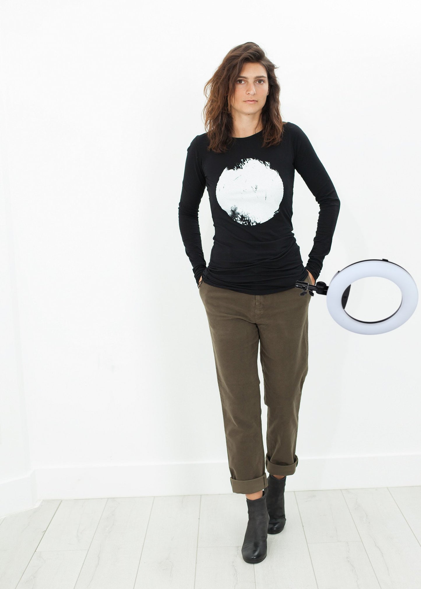 Sueded Cotton Pant in Khaki