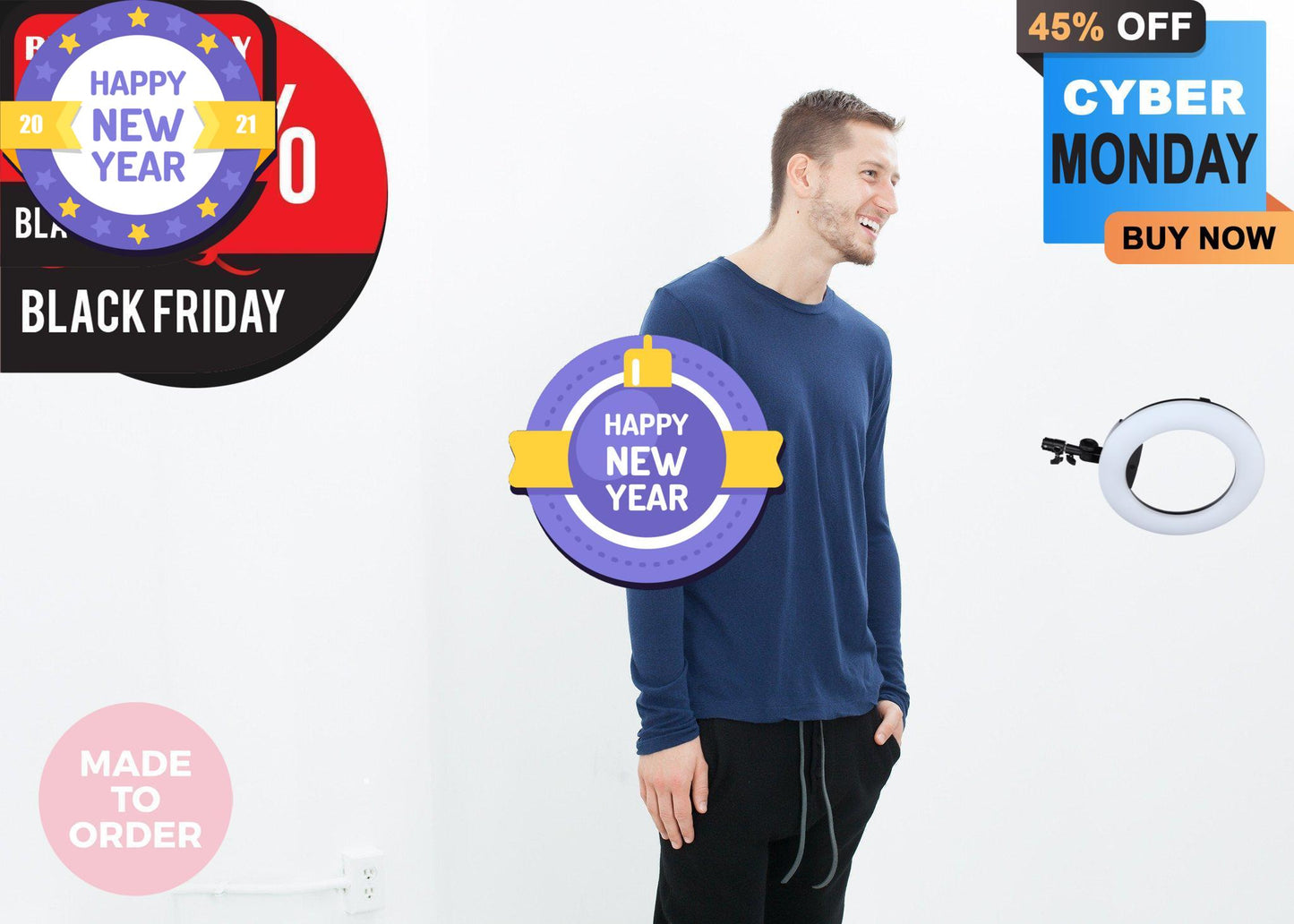 Cashmere Jersey Long Sleeve Tee in Navy