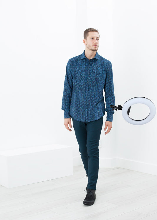 Western Arkansas Button-Up in Blue Floral