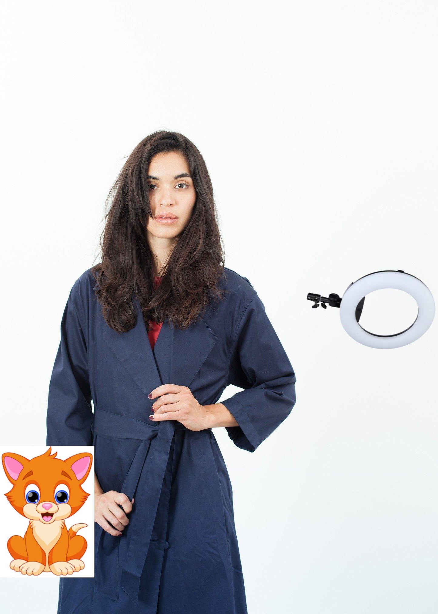 Sateen Trench in Navy