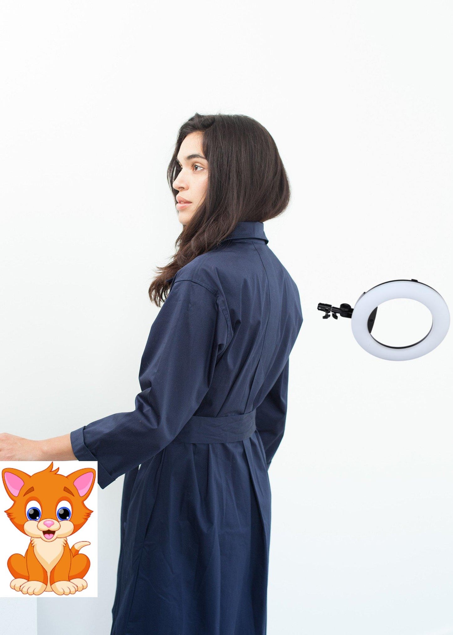 Sateen Trench in Navy