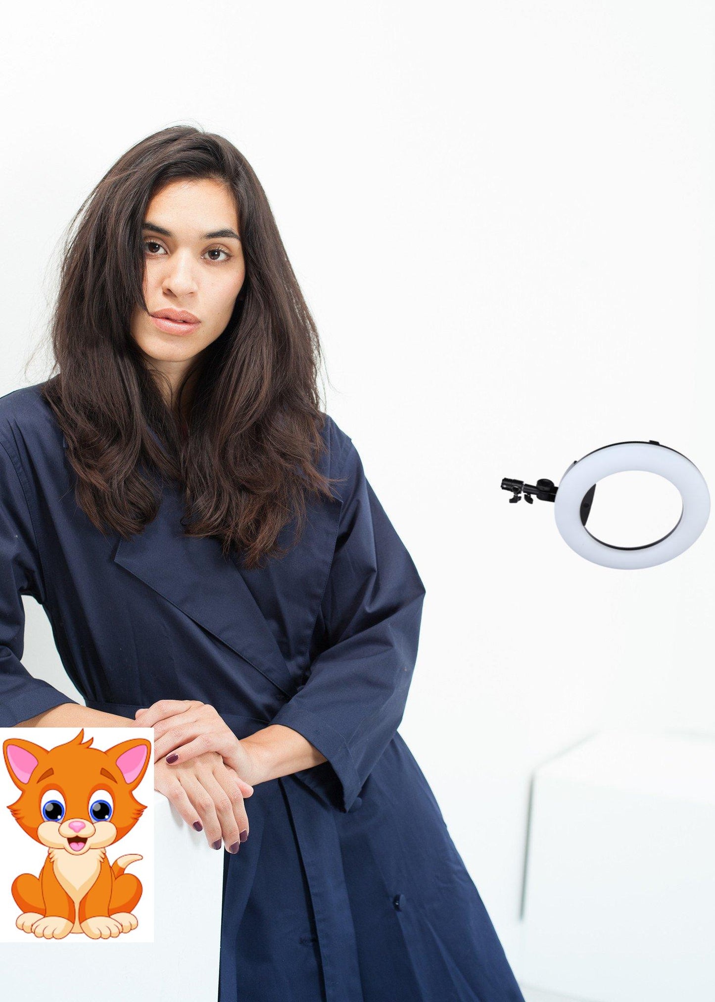 Sateen Trench in Navy