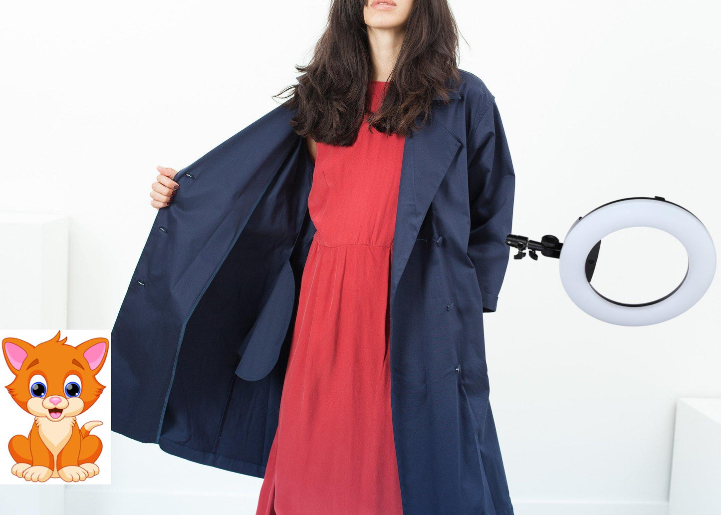 Sateen Trench in Navy