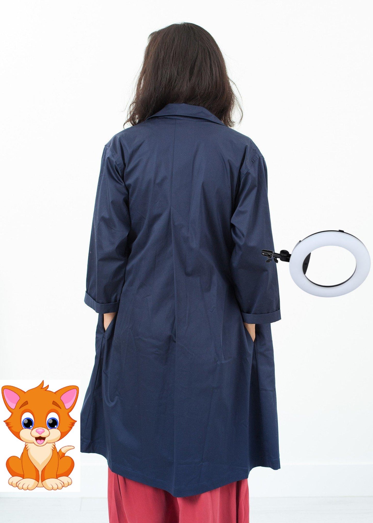 Sateen Trench in Navy