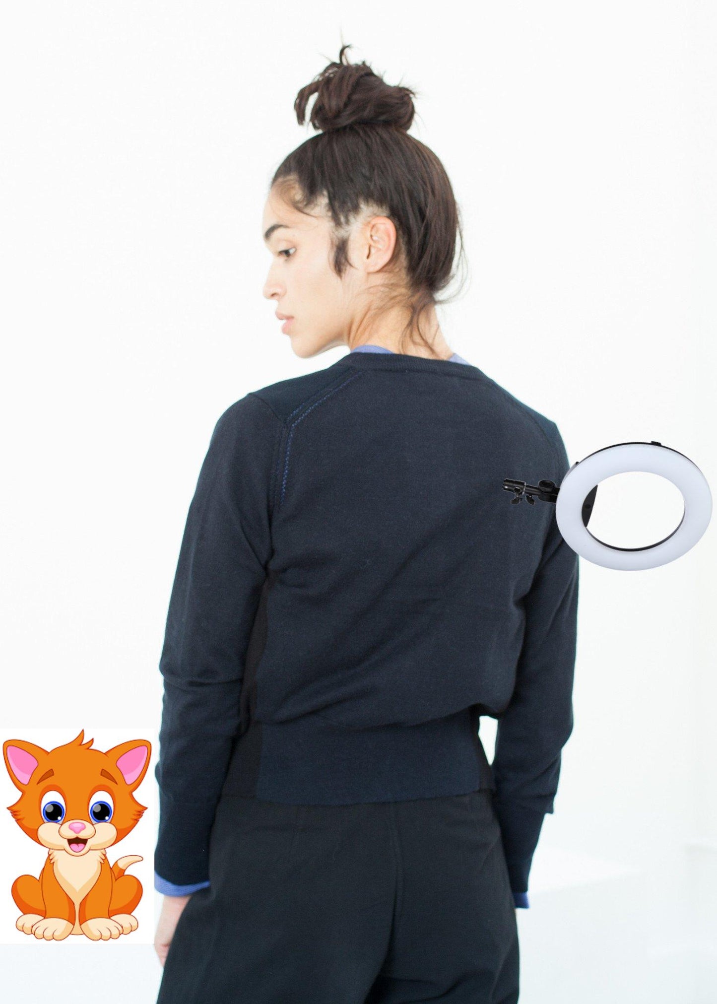 Quilt Pattern Cardigan in Black/Navy