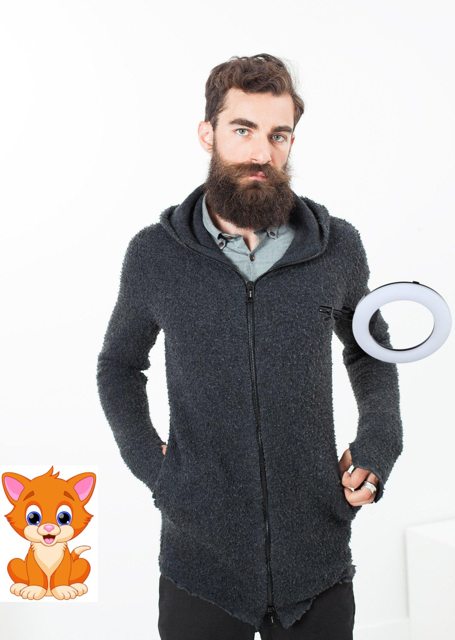 Pill Zip Sweater in Anthracite