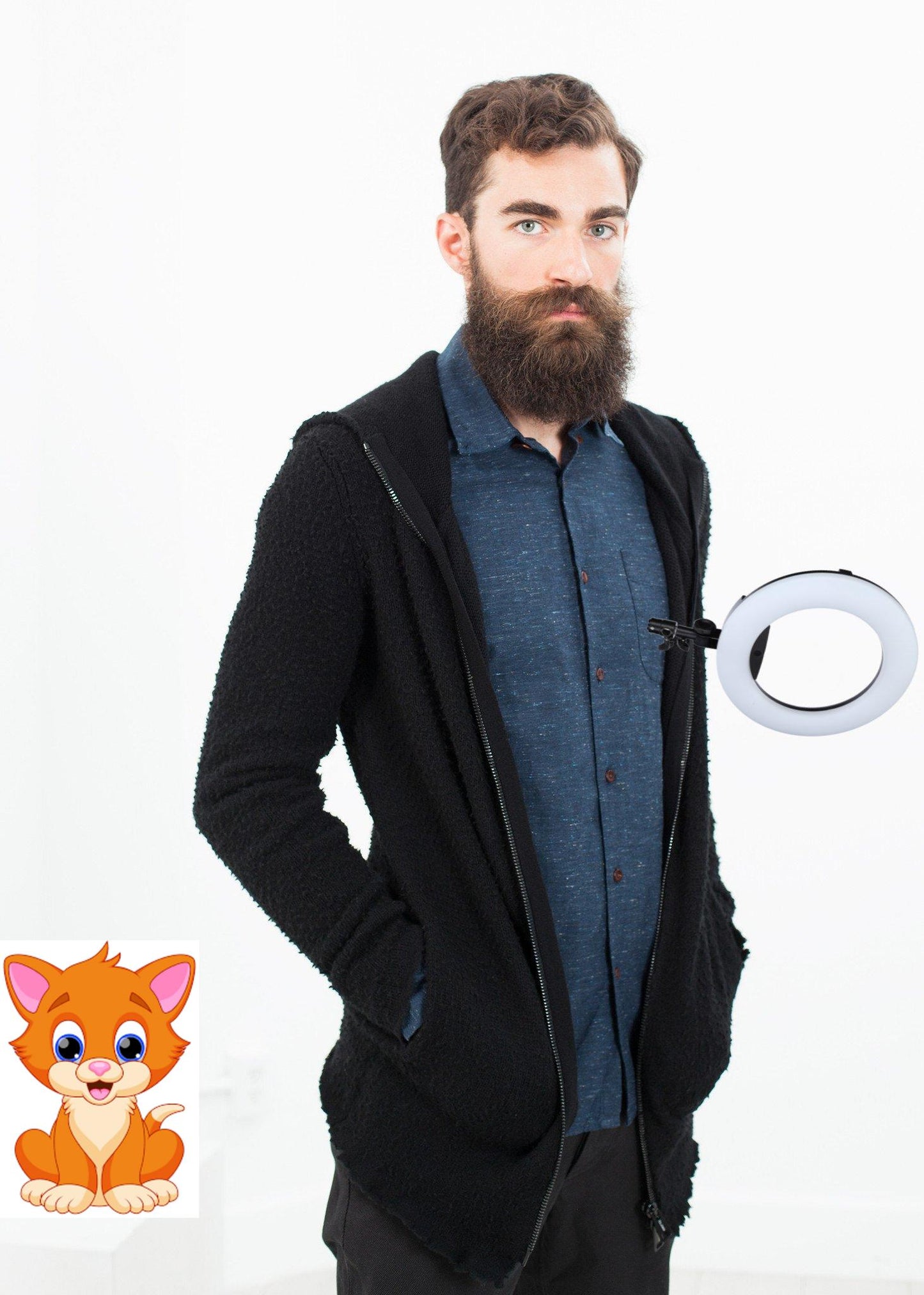 Pill Zip Sweater in Black