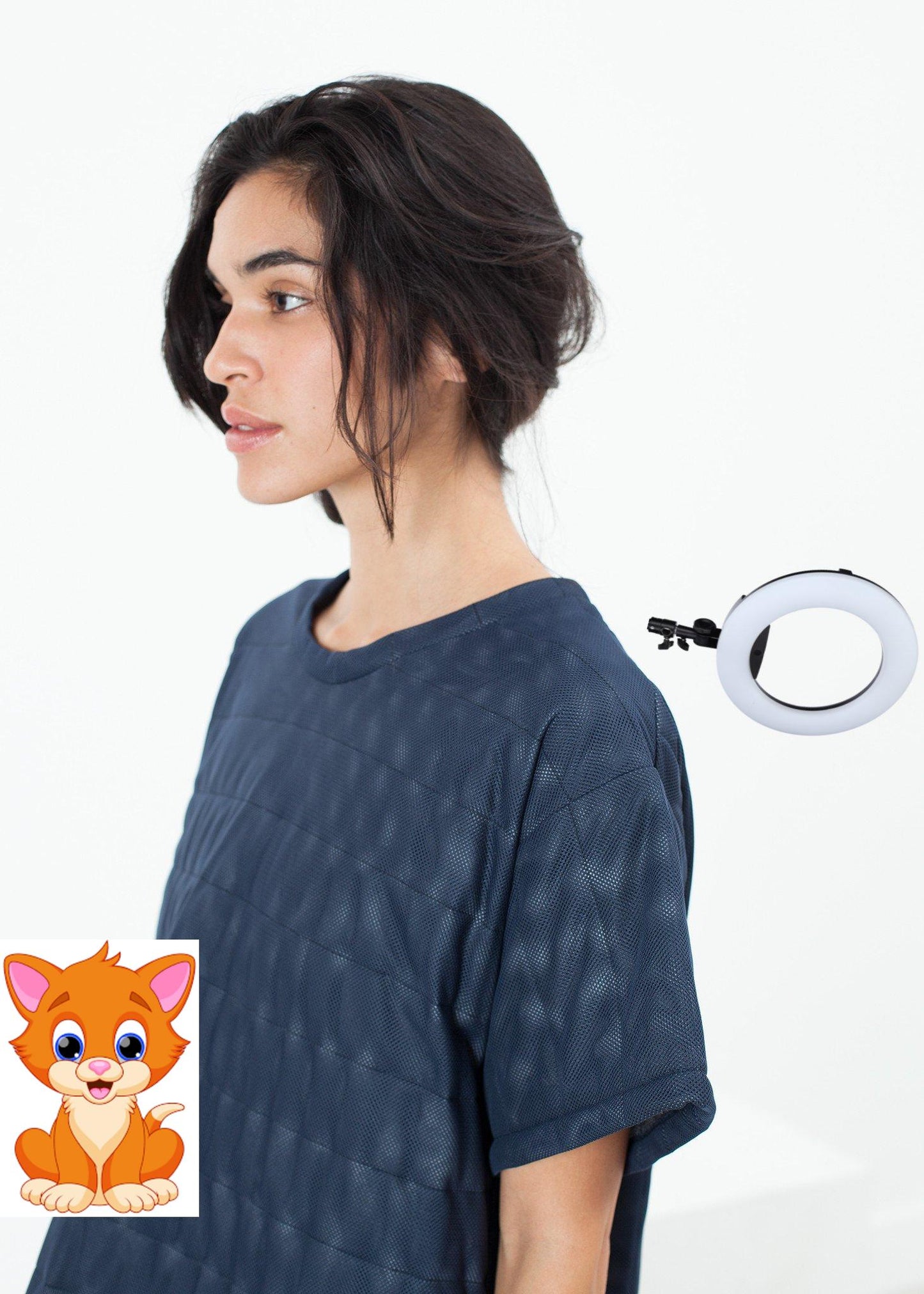 Quilted Mesh T-Shirt Dress in Navy