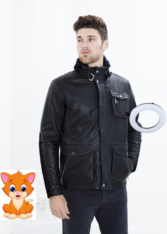 Prince Leather Field Jacket in Meteor