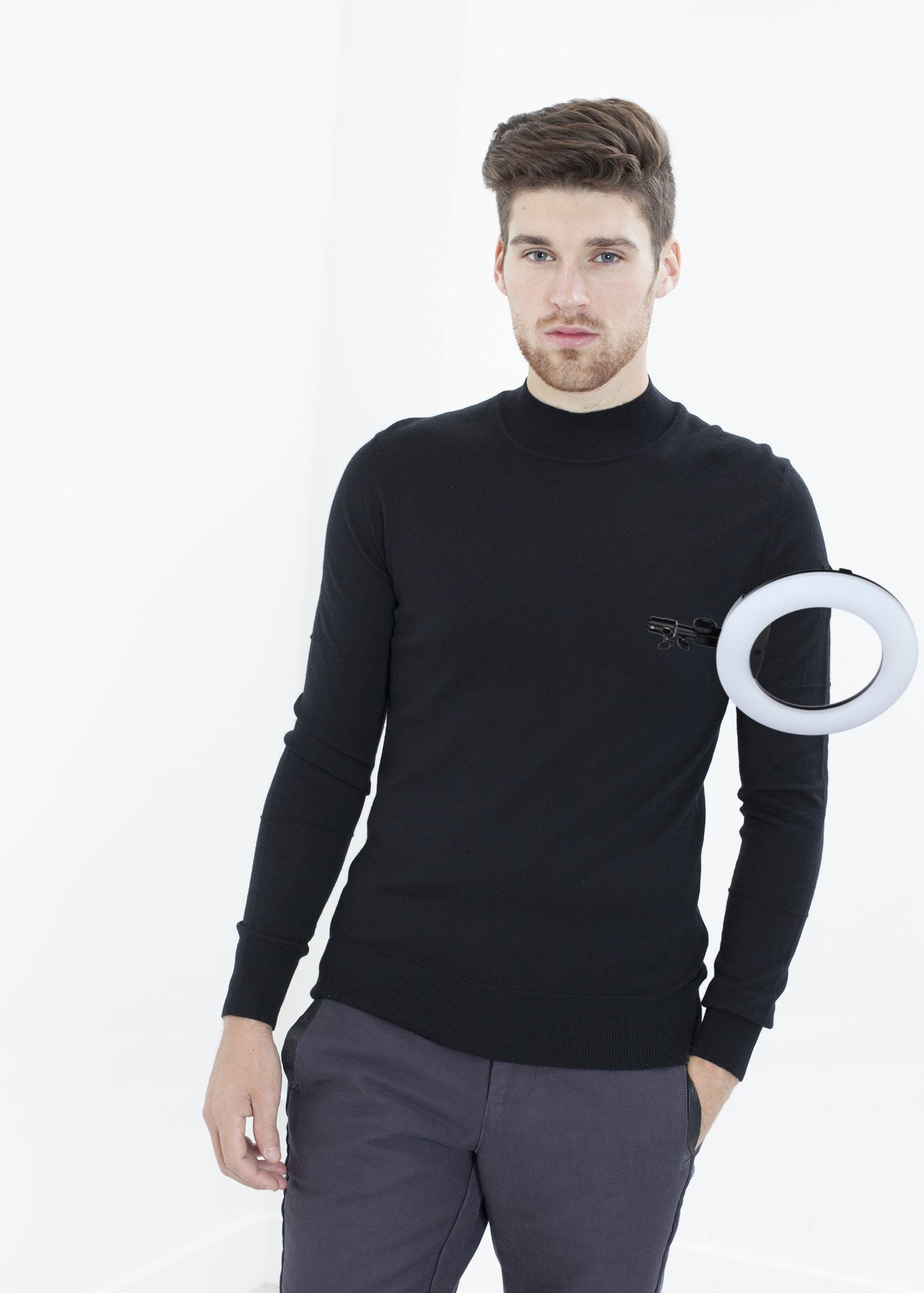 Merino Knit Turtleneck in Black