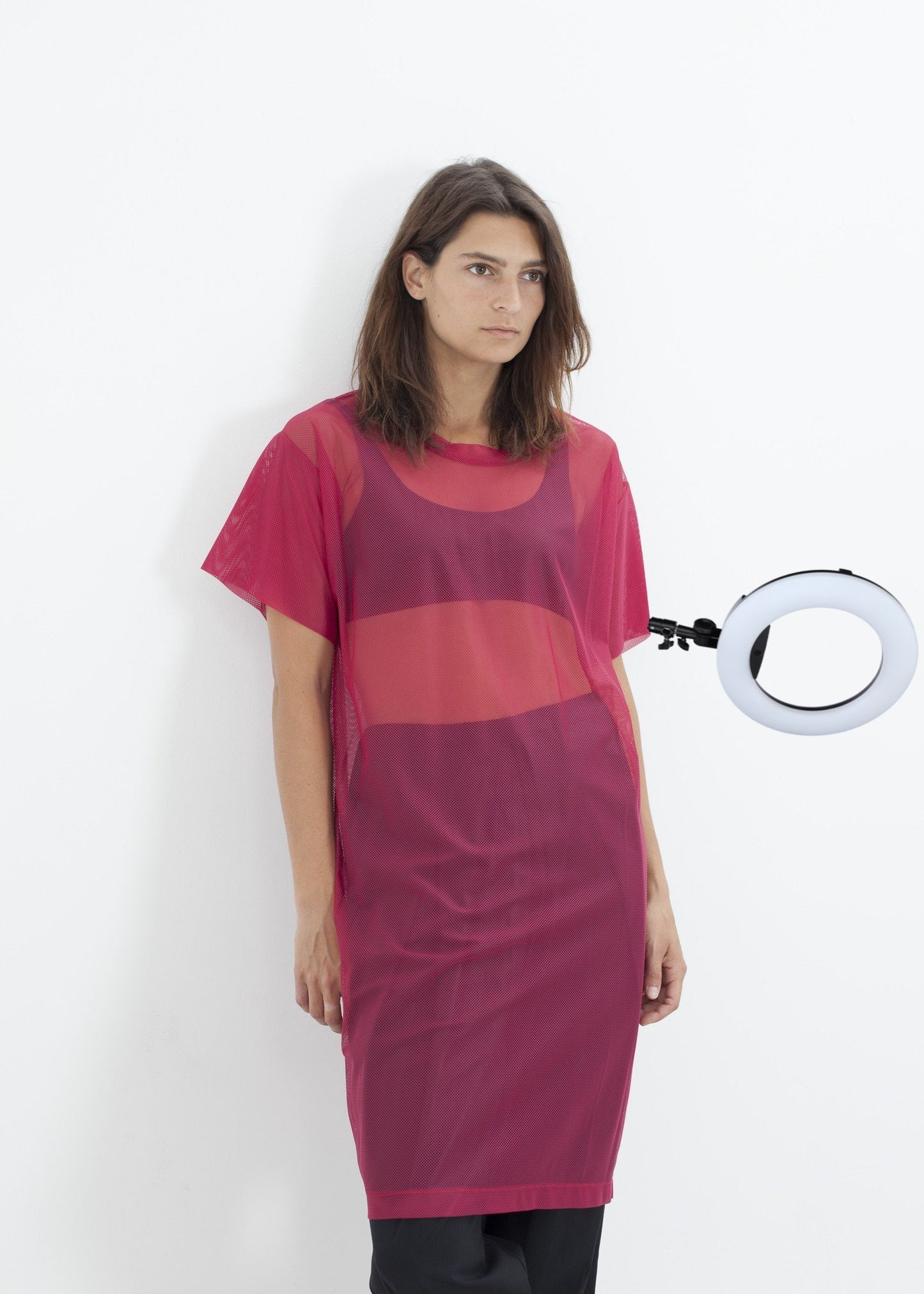 Mesh Over Dress in Pink